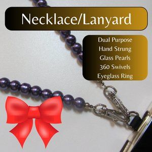 Hand-strung Purple Glass Pearl Necklace / Lanyard / Glasses Holder